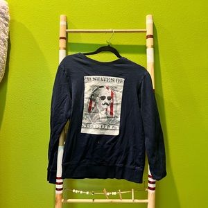 Funny Navy Blue United States Long Sleeve Shirt.